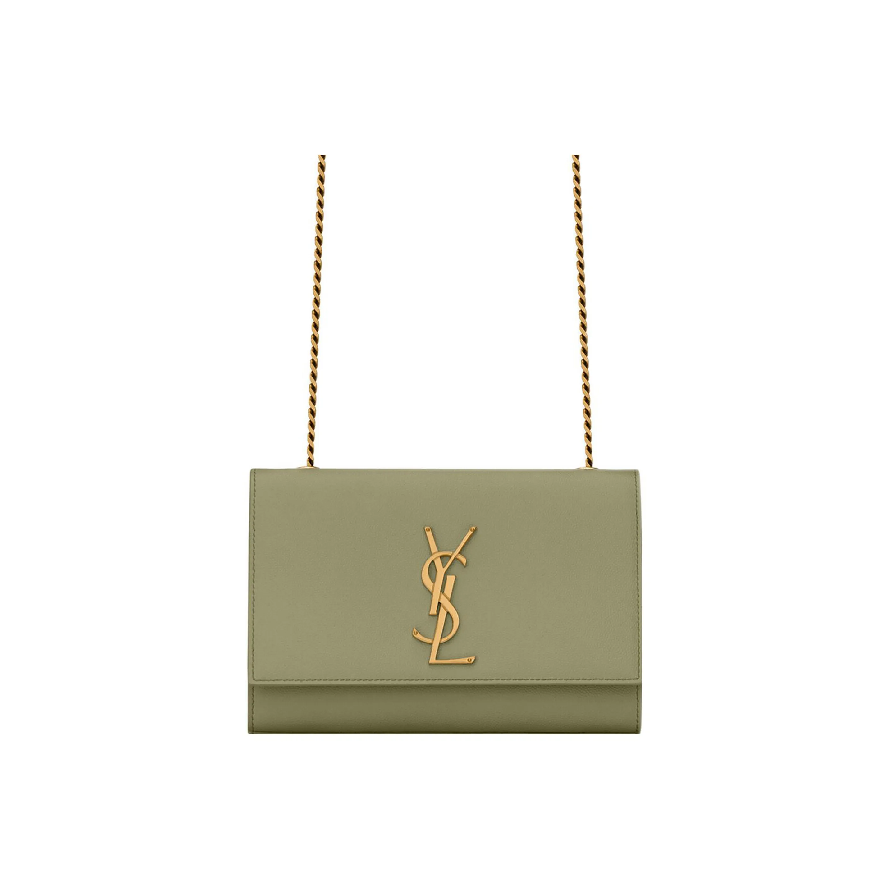 SAINT LAURENT KATE Cow Leather Small Square Bag Crossbody Bag Shoulder Bag Women's Light Gray Green