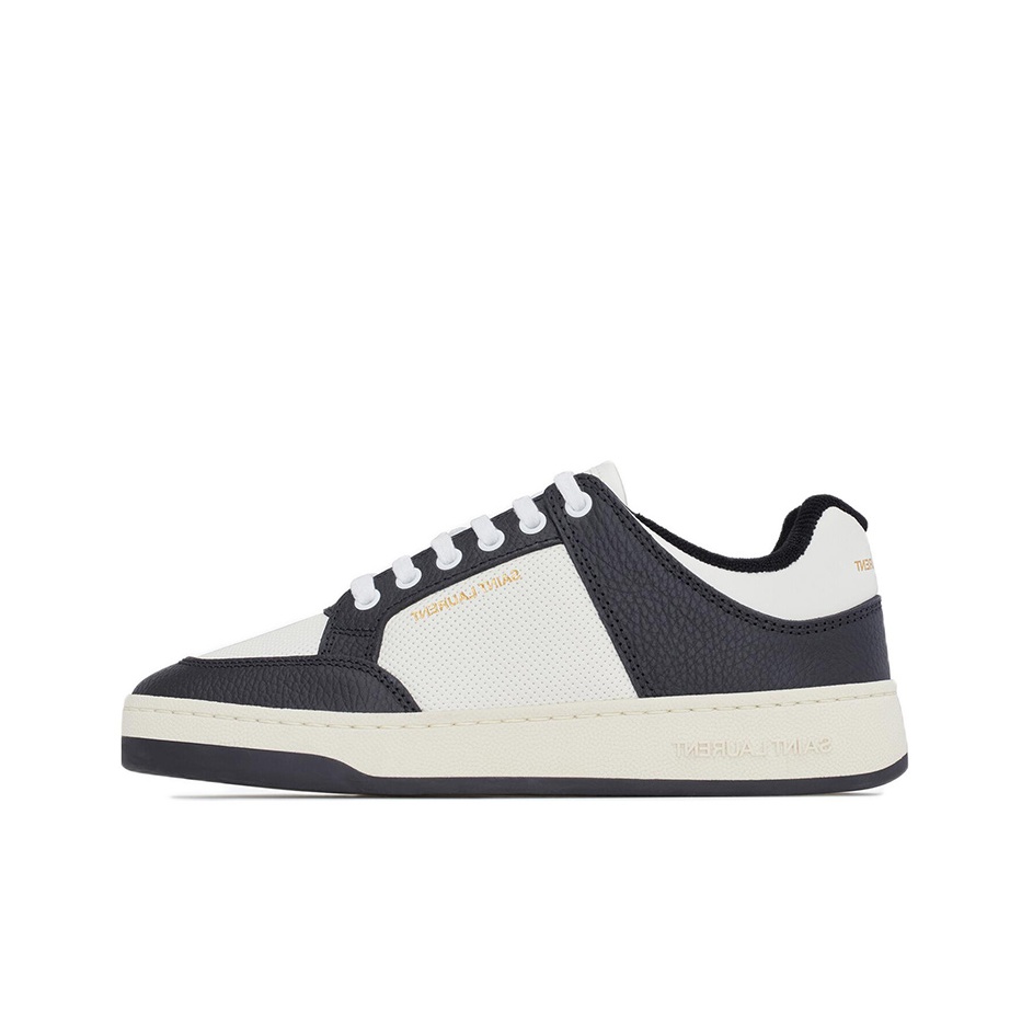 Saint Laurent Panelled Leather Sneakers Black And White