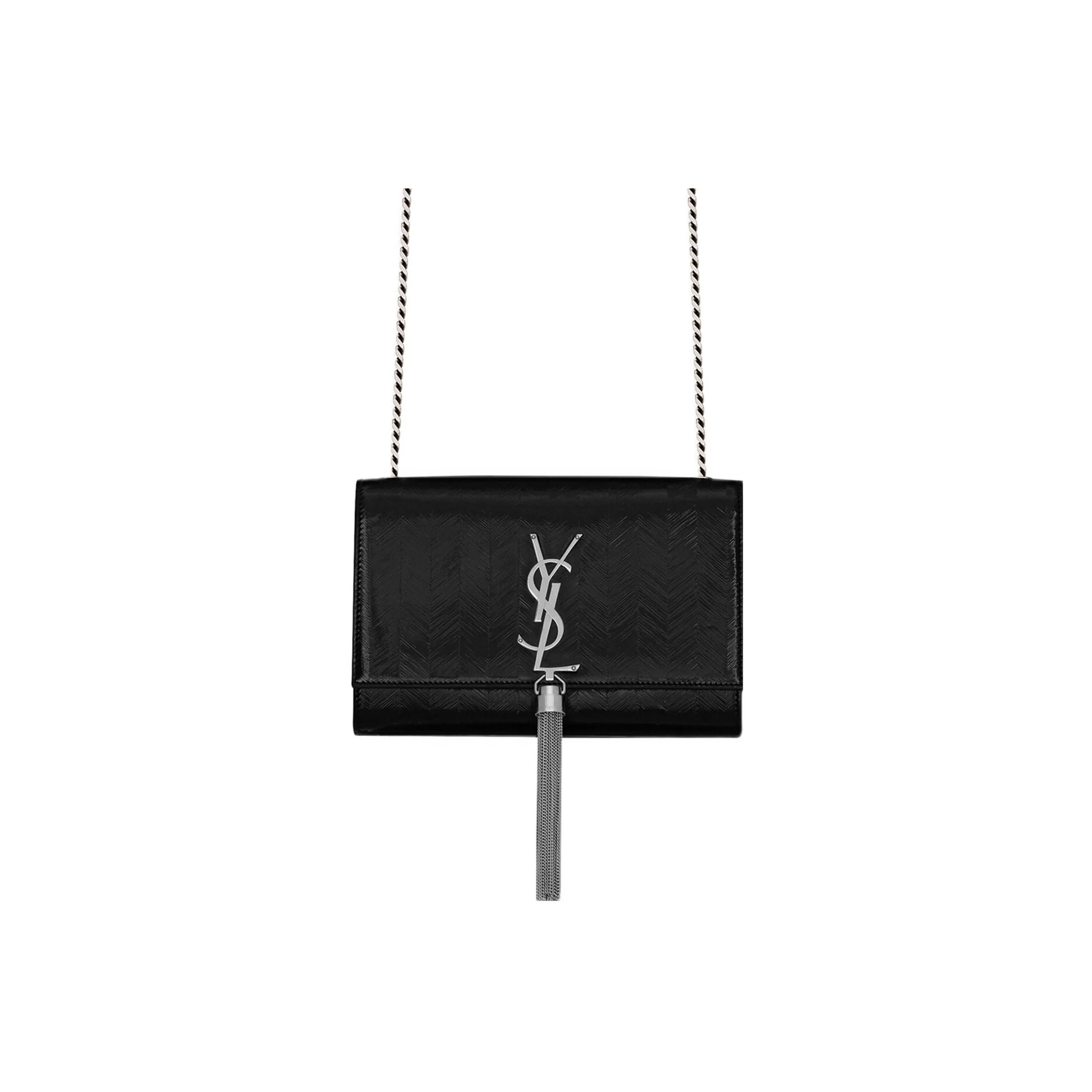 SAINT LAURENT KATE Calfskin Shoulder Bag, Crossbody Bag Trumpets Women's Black