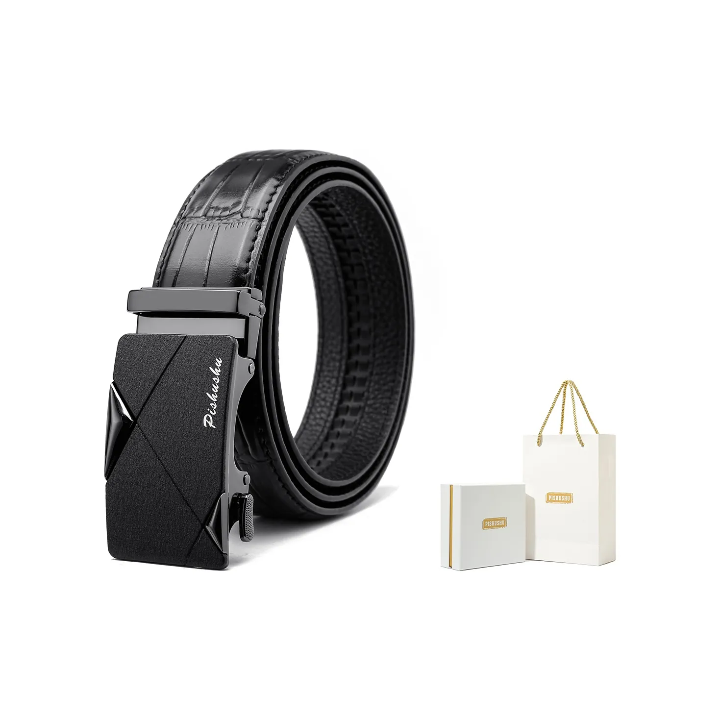 PISHUSHU Премиум Geometry Автоматическая застежка Отец Премиум Ремешки из коровьей кожи Мужской