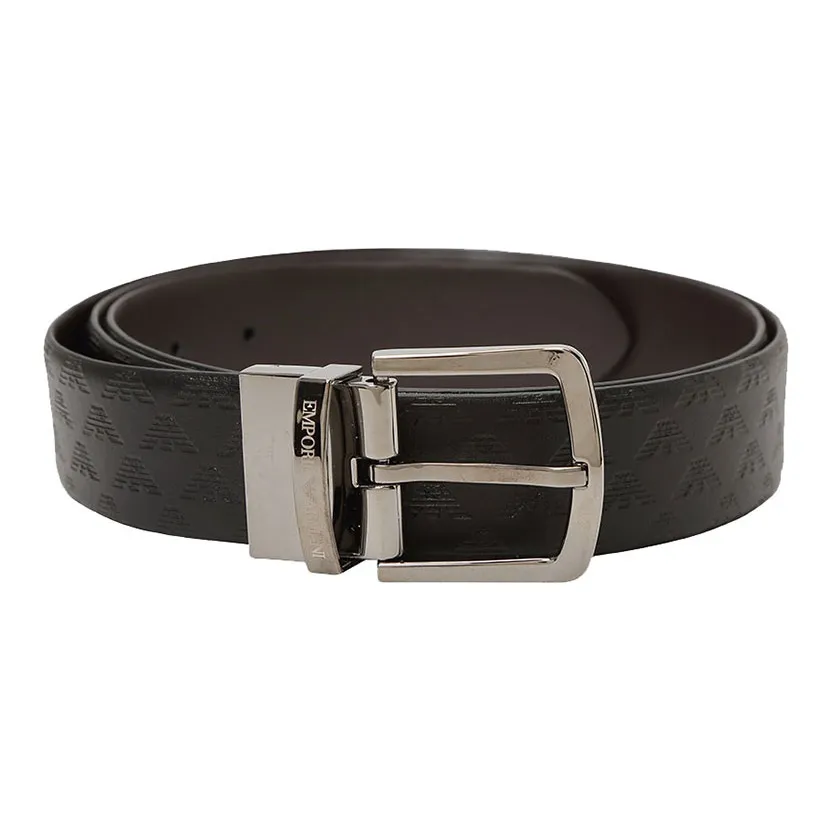 EMPORIO ARMANI Застежка-липучка Кожаные ремни Мужской Черный Ширина 3,5 см