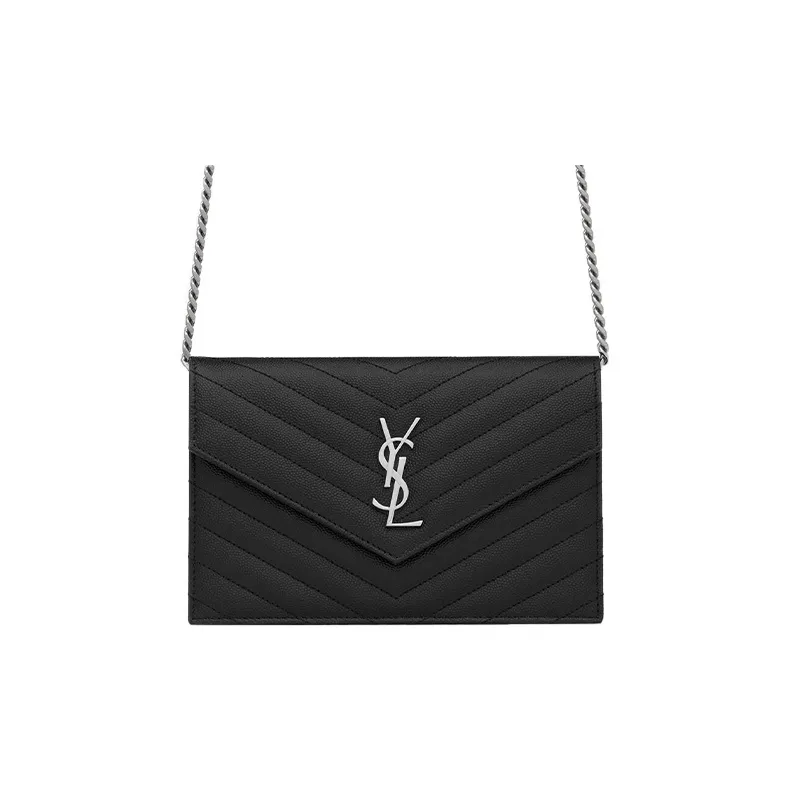 SAINT LAURENT CASSANDRE Calfskin Envelope Bag Wallets Shoulder Bag Crossbody Bag Regular Women's Black