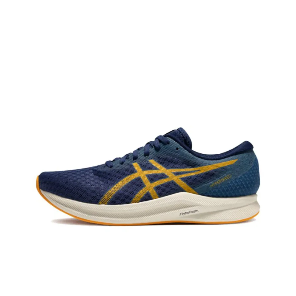 Asics Hyper Speed 2 Low Топ Карбоновая плита Беговые кроссовки Мужской Синий коричневый