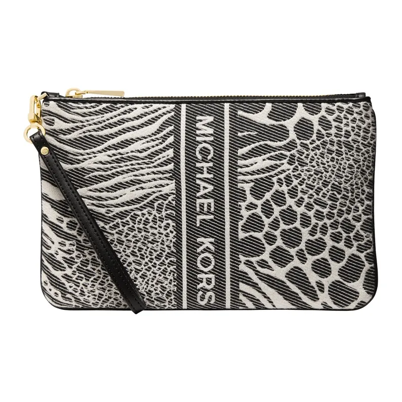 MICHAEL KORS Jet Set Charm Ткань Клатч Большой Женский Черный Экрю