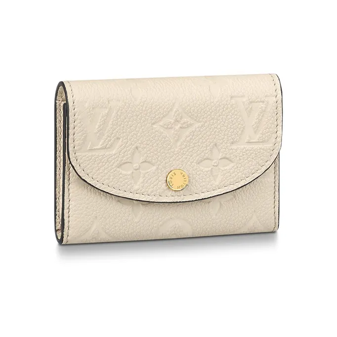 LOUIS VUITTON Rosalie Soft Grained Cow Leather Card Holder Wallet Women's Beige