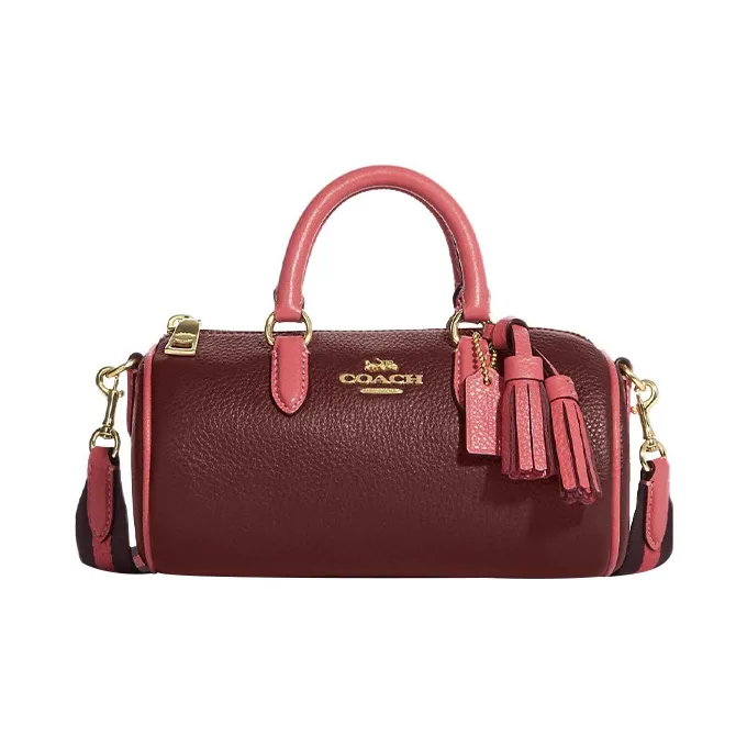 COACH Lacey Коровья кожа Цилиндрическая сумка Сумка Сумка через плечо Сумка через плечо Маленькая Женская Бургунди