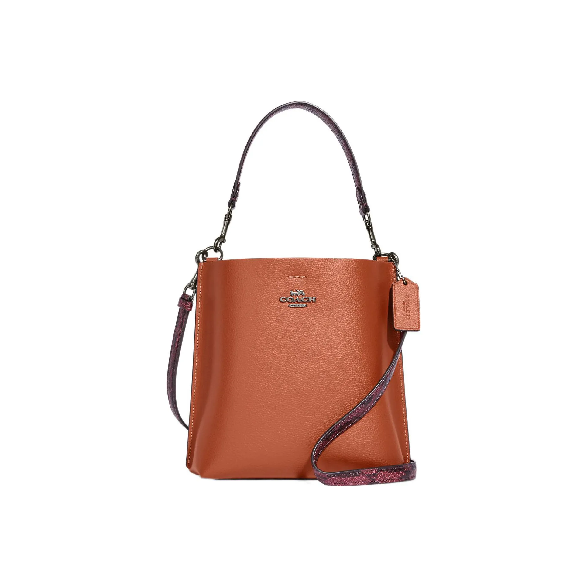 COACH Mollie Кожа Ведро Сумка Сумка Сумка через плечо Сумка через плечо Маленькая Женская Закат Красная