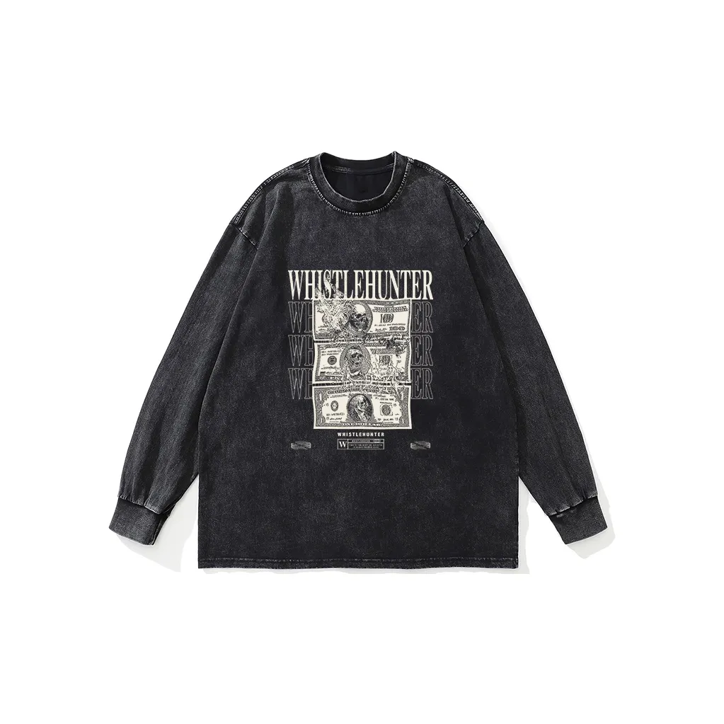 WHISTLEHUNTER Длинный рукав Т-рубашка Унисекс Черный