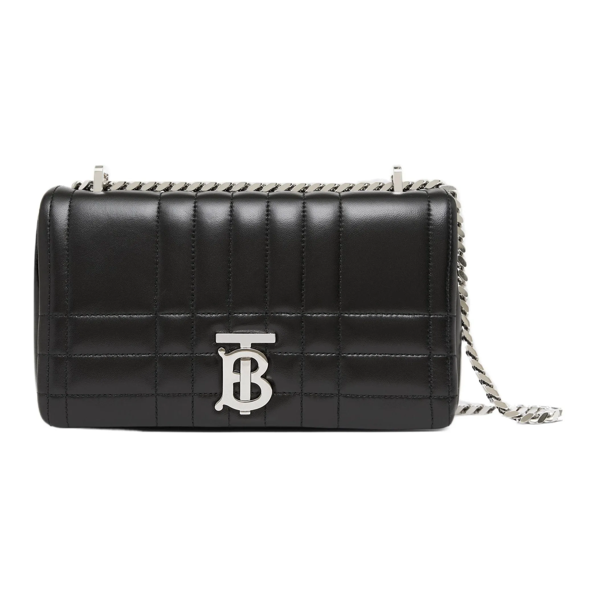 Burberry Quilted Leather Lola Bag Small Black/Silver tone