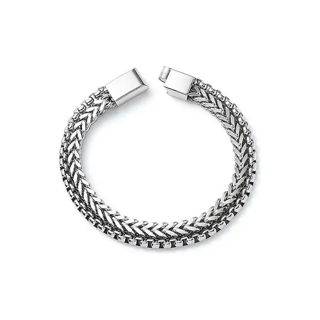 AKAK Титановый стальной браслет унисекс серебристо-белый