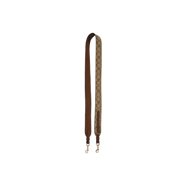 COACH Iconic Coated Canvas With Smooth Leather Bag Strap Women's Khaki