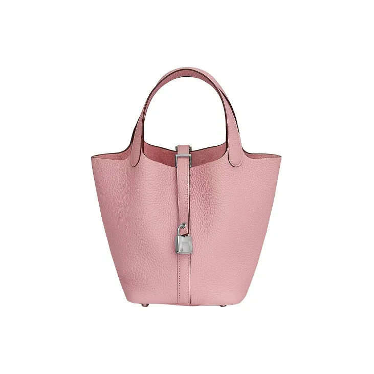 HERMES ostrich Picotin Taurillon Clemence Bullock Leather Basket Bag Bucket Bag 18 Women's 3Q RoseSakura Cherry Blossom Pink