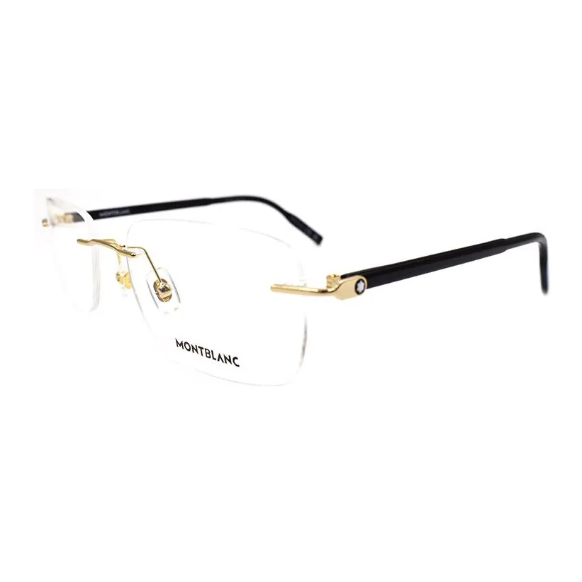 MONTBLANC Alloy Rectangular Optical Glasses Men's Gold/Black Legs