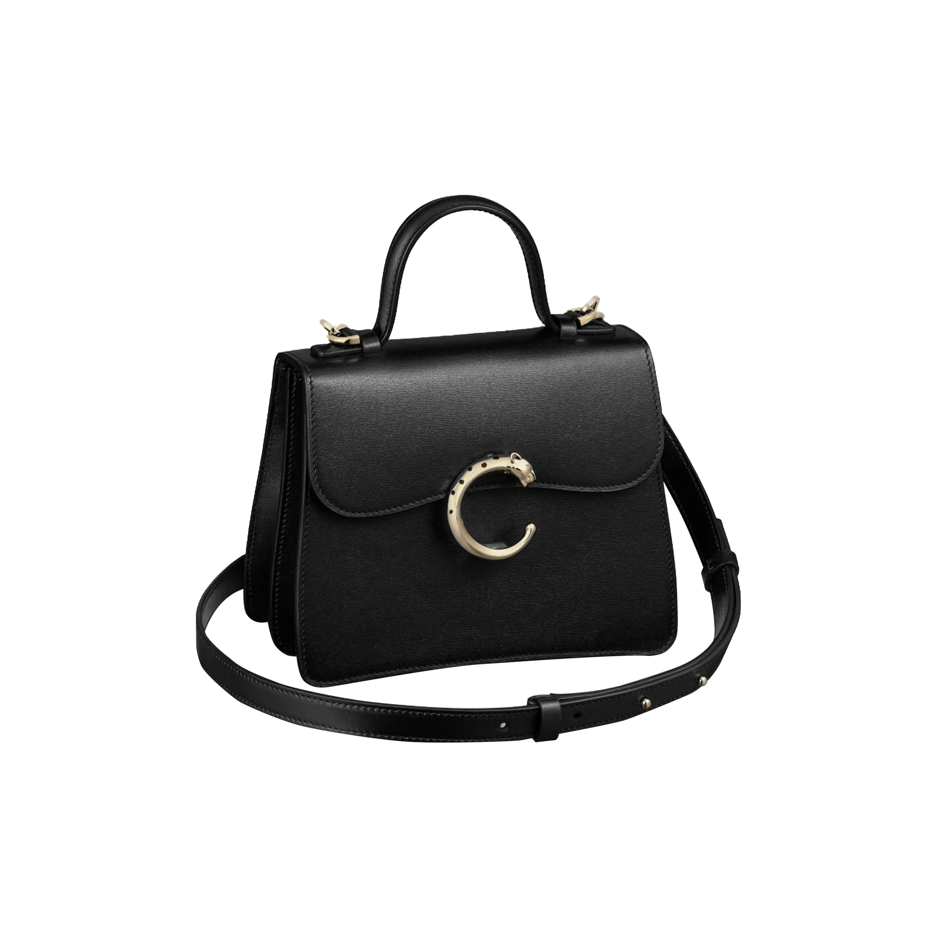 CARTIER Panthère De Cartier Calfskin Shoulder Bag Crossbody Bag Handbag Mini Women's Black