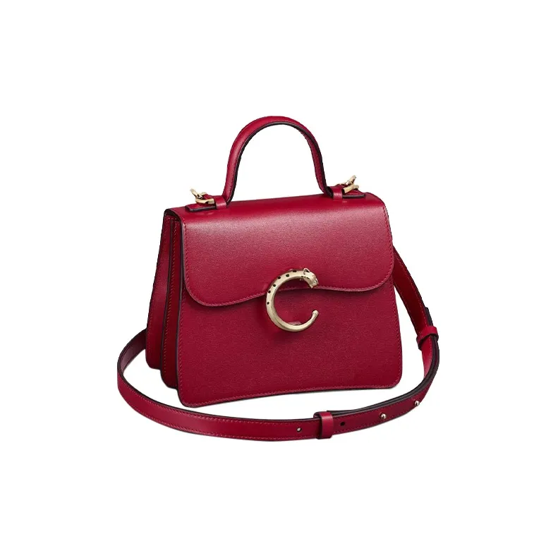 CARTIER Panthère De Cartier Calfskin Shoulder Bag Crossbody Bag Handbag Mini Women's Red