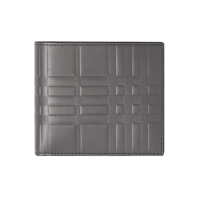 Burberry Calfskin Wallet International Version Card Holder Men's Gray