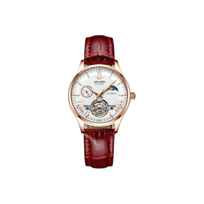 AILANG Automatic Mechanical Movement Genuine Leather Strap Watch Women's Watch White Dial