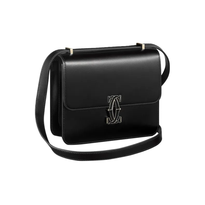 CARTIER C De Cartier Collection Calfskin Shoulder Bag Crossbody Bag Mini Women's Black