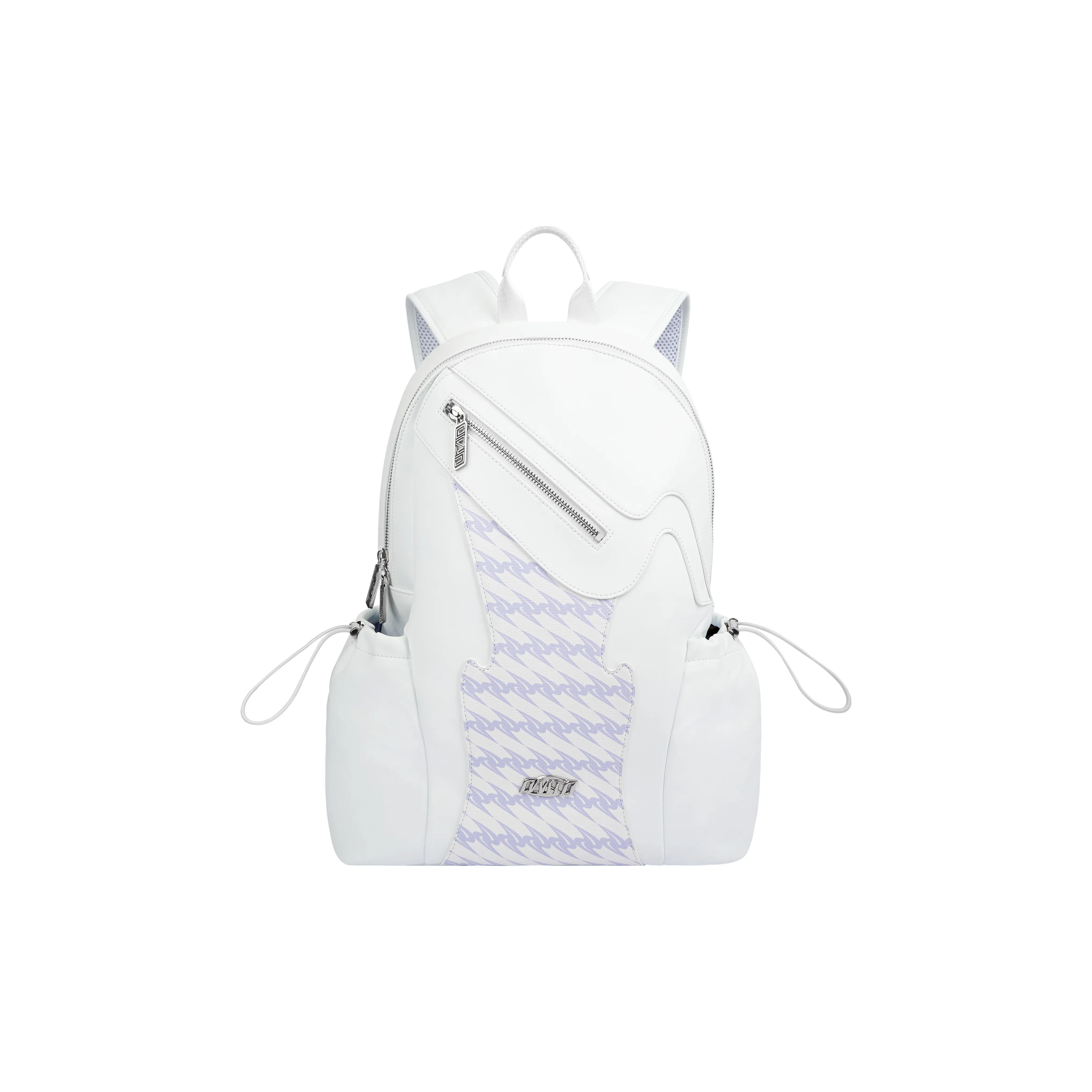 OMTO PVC Bonded Microfiber Synthetic Leather Frog Backpack Medium Size Unisex Cloud Frost White