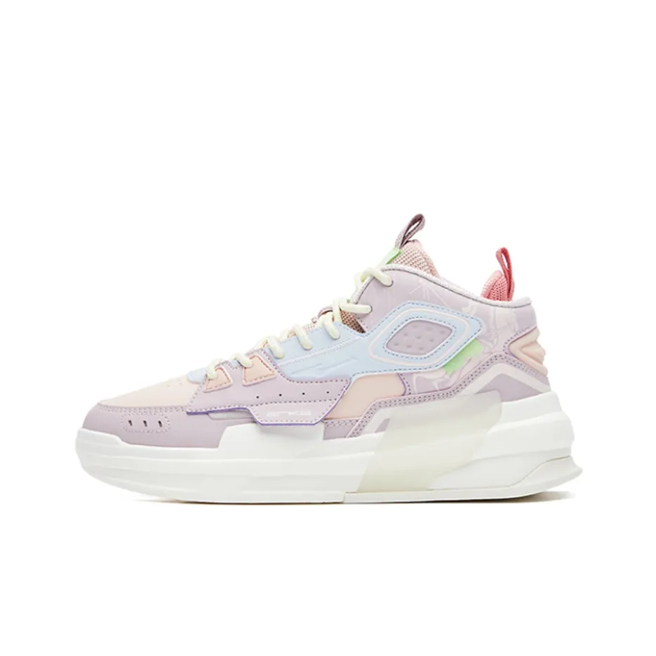 Erke Banquet Slip-Resistant Cushioning Wear-Resistant Mid-Top Skateboard Shoes Women's Pink Purple