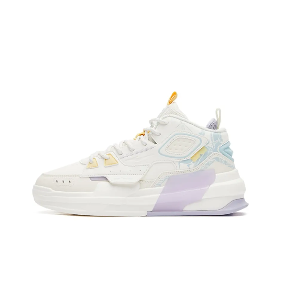 Erke Yeyan Banquet Durable Breathable Mid-Top Skateboard Shoes Women's White Purple