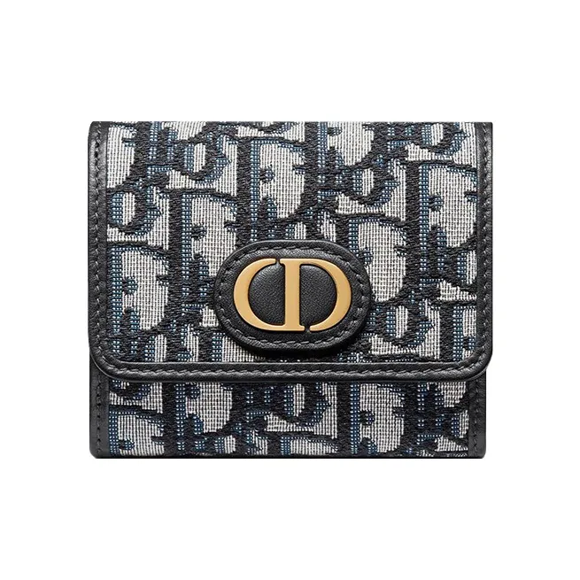 DIOR 30 Montaigne Canvas Wallet Women's Denim Blue