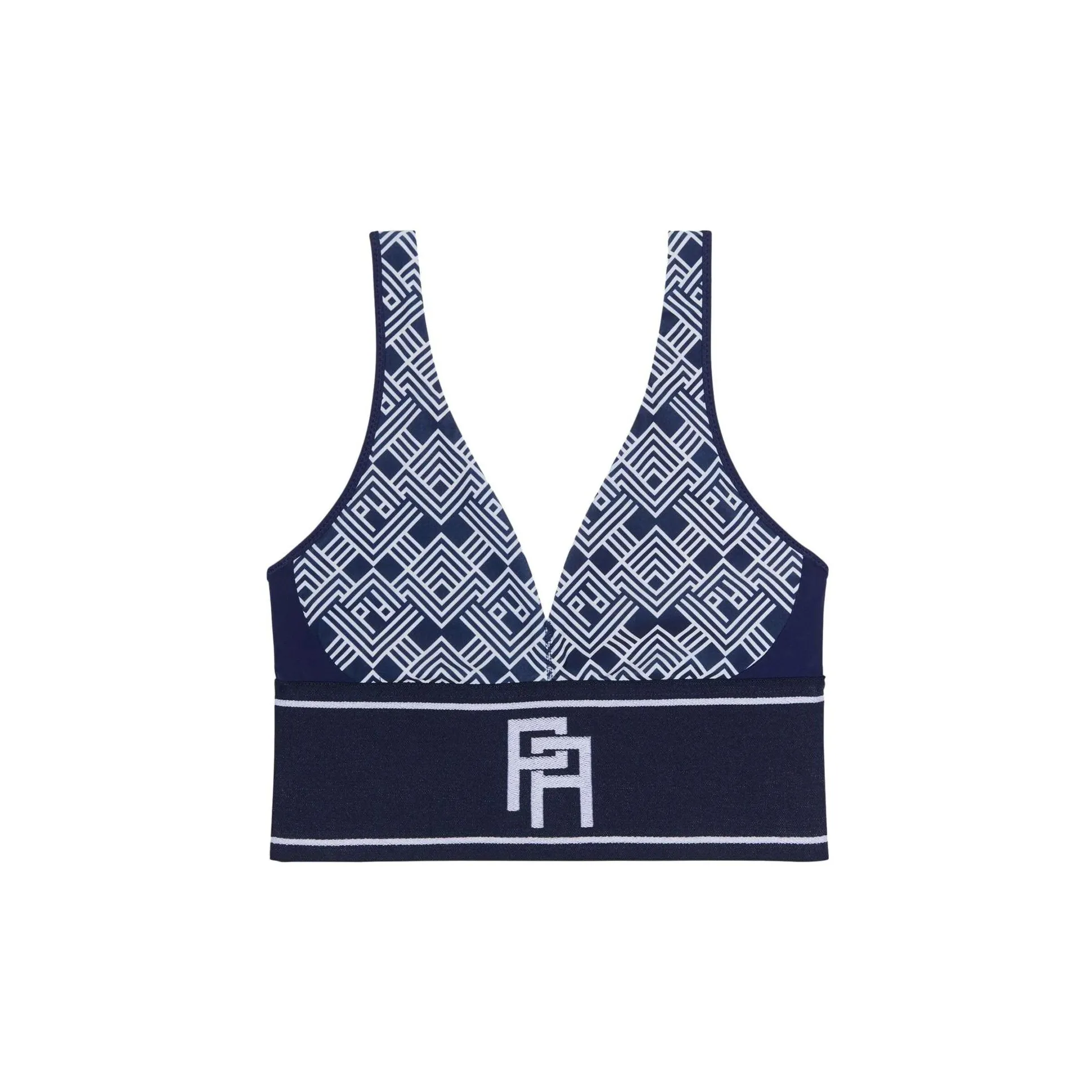 PALM ANGELS Women'ss Monogram V Top Navy Blue/Off White
