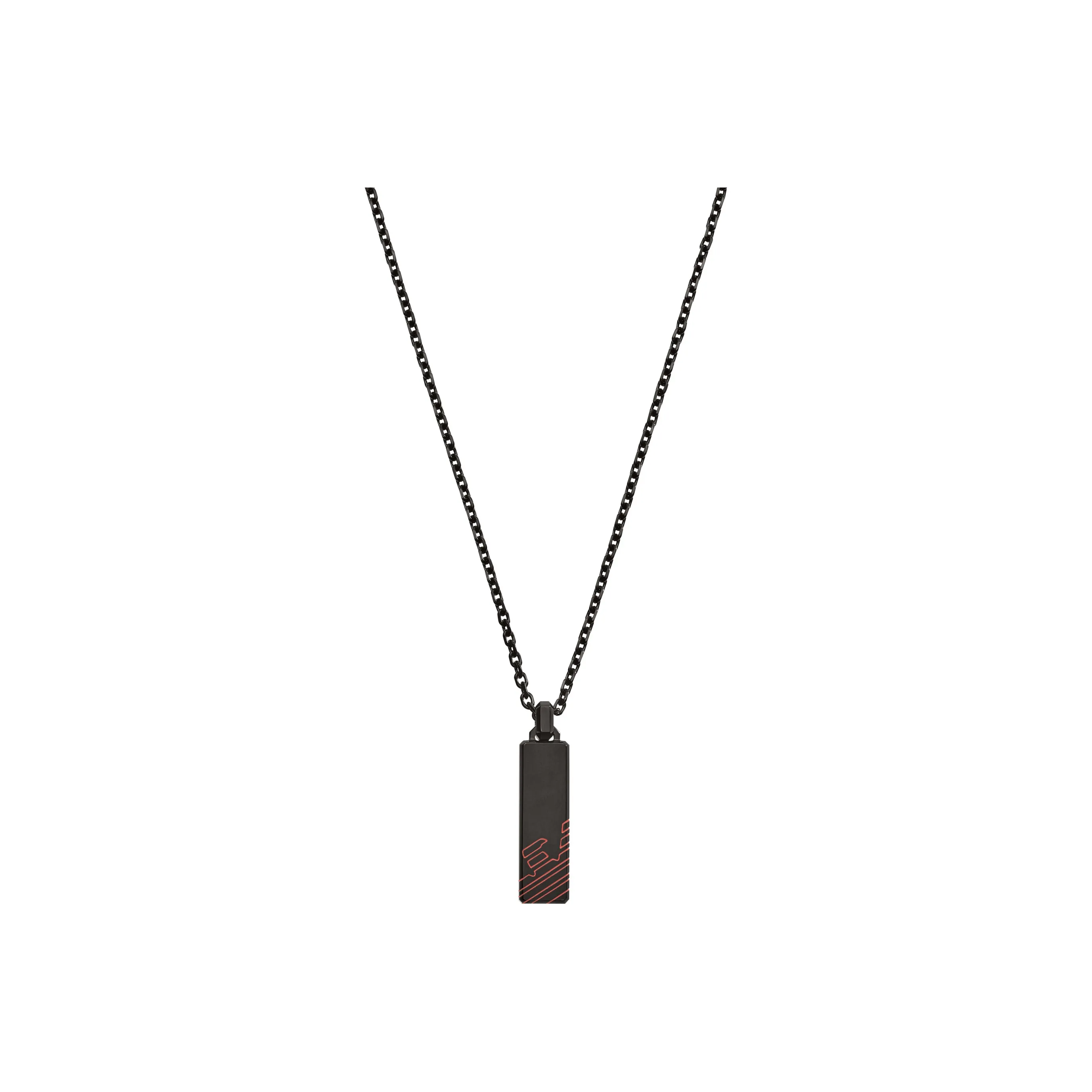 EMPORIO ARMANI Stainless Steel Necklaces Men's Black Red