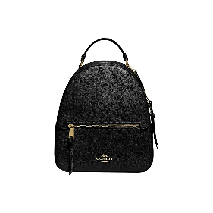 COACH Jordyn Cross Stitch Leather Backpack Large Size Women's Black
