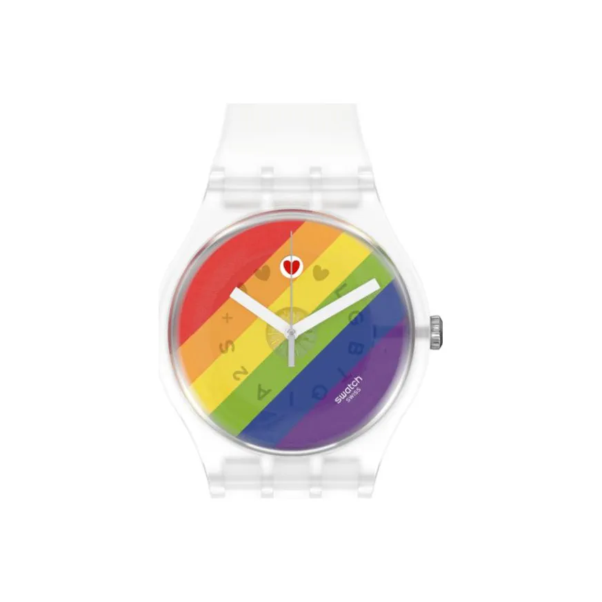 SWATCH New Gent Collection Кварцевый механизм Мужские часы 41 мм Многоцветный циферблат Bio Based материал Корпус часов