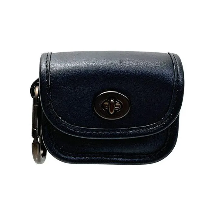 COACH Leather Coin Purse Regular Unisex Black