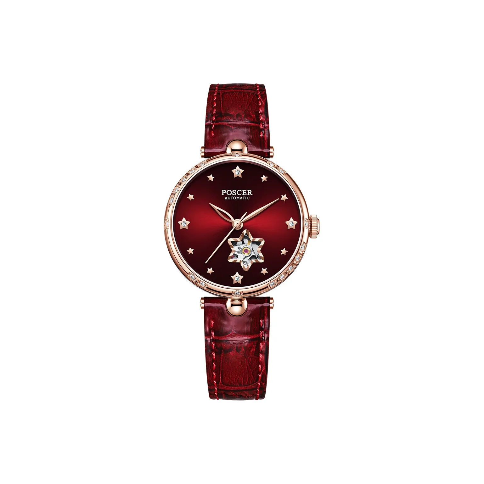POSCER Heartfelt Collection Automatic Mechanical Movement Watch Women's Watch Red Watch Dial 51026L.REE