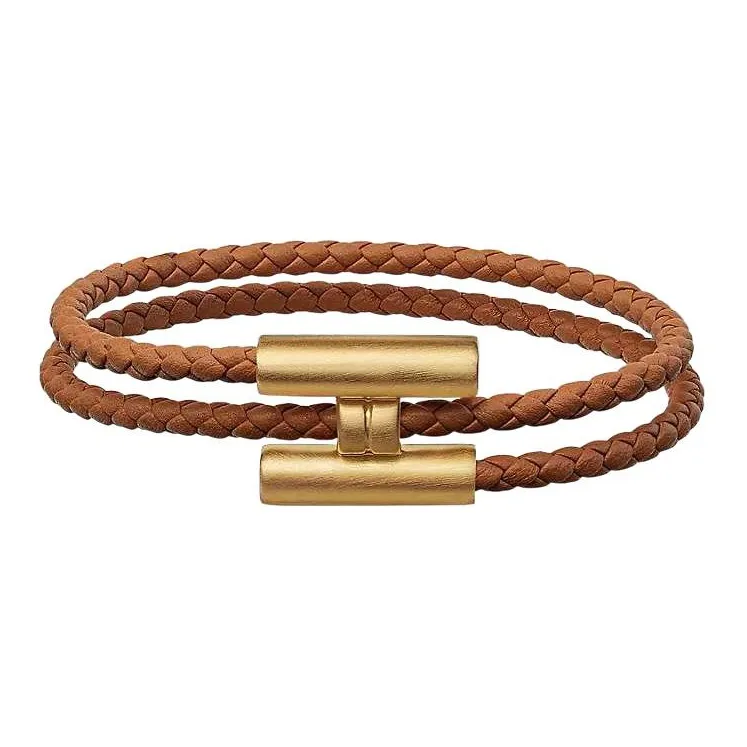 HERMES Tournis Tresse Bracelets Unisex Brown
