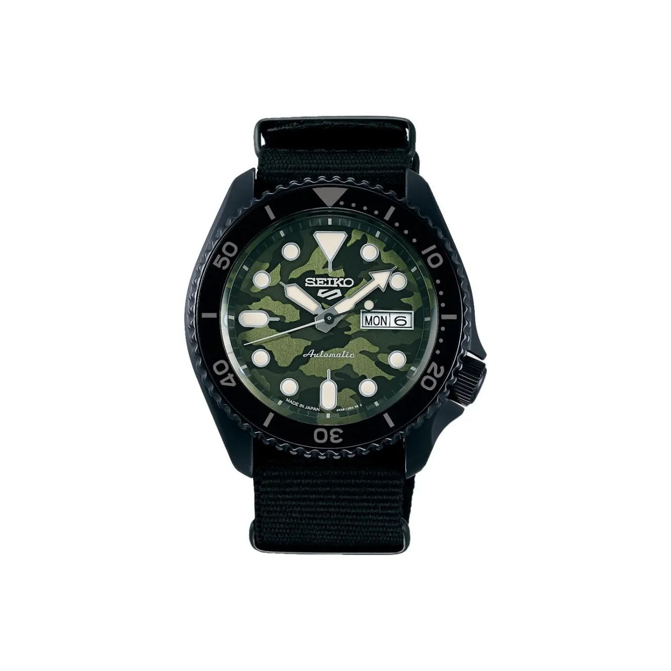SEIKO Automatic Mechanical Movement Nylon Strap Watch 46mm Men's Watch Green Dial SBSA173