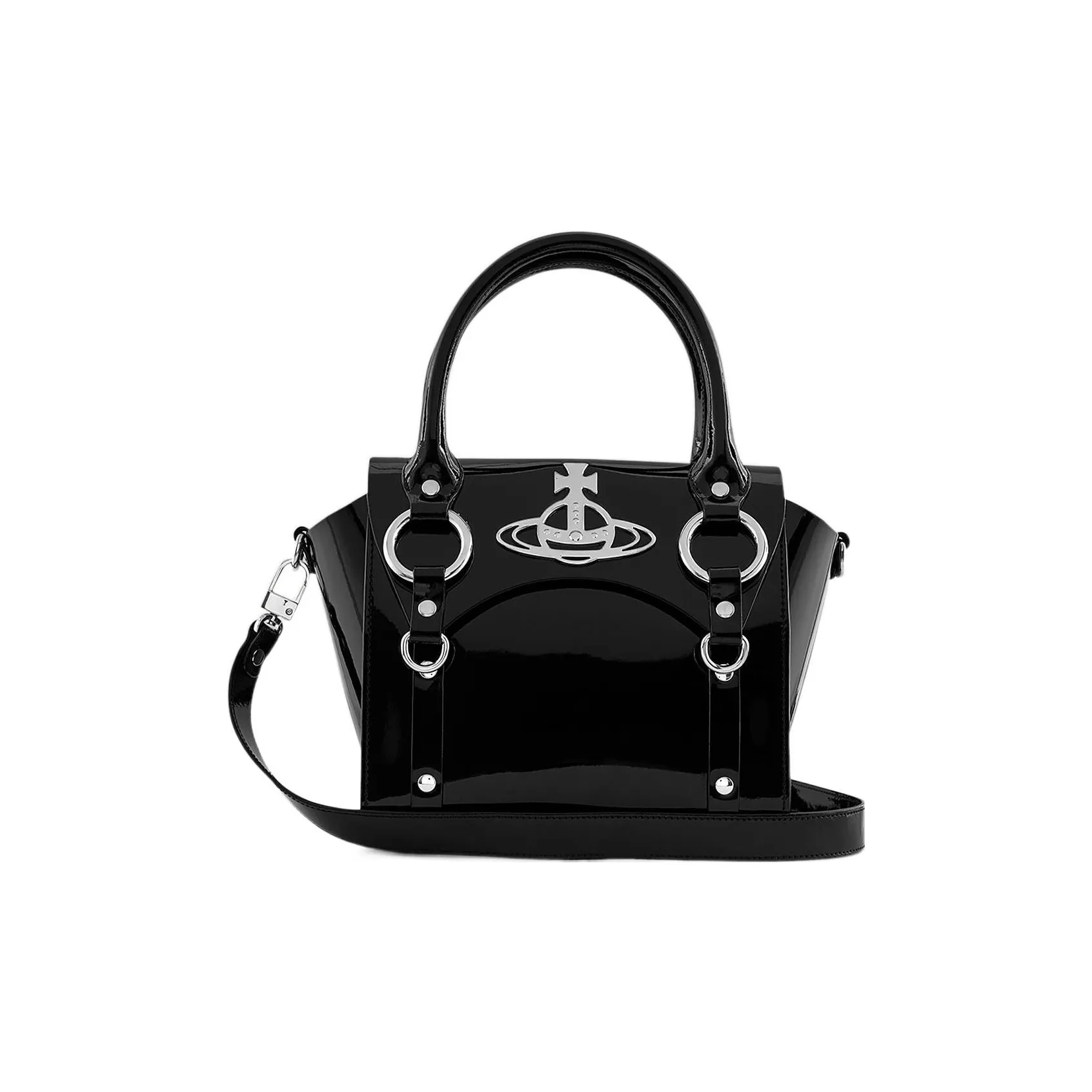 Vivienne Westwood Cow Leather Shoulder Bag Crossbody Bag Handbag Small Size Women's Black