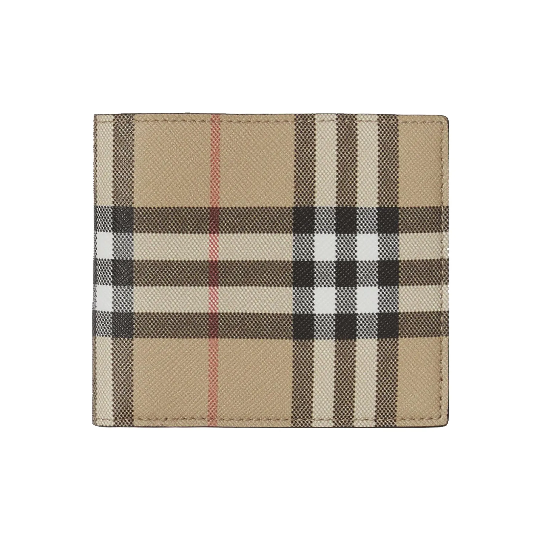 Burberry Check E canvas International Bifold Wallet 8 Slot Dark Birch Brown