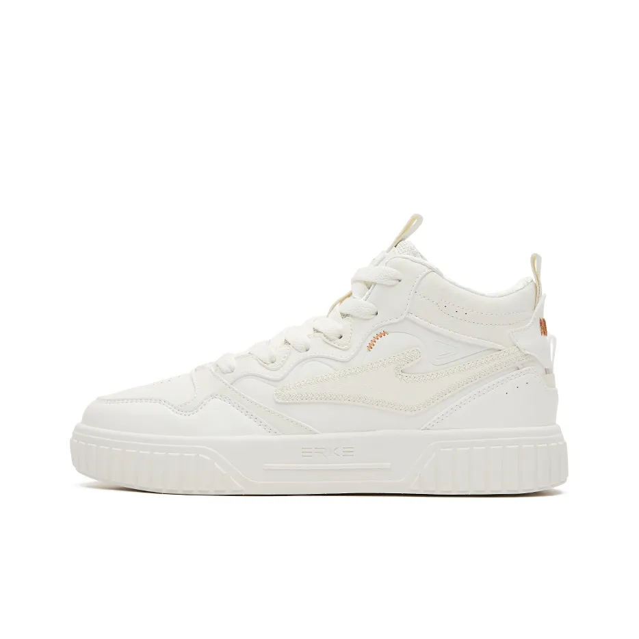 Erke Cake Mid-Top Skateboard Shoes Women's White Brown