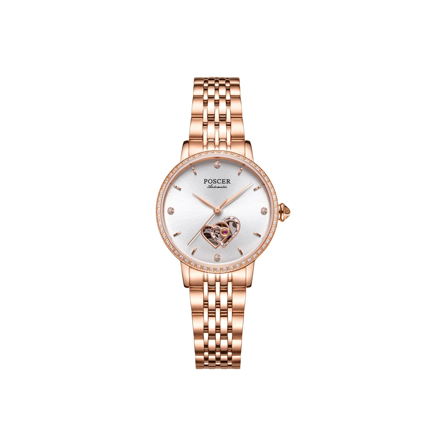 POSCER Heartfelt Collection Автоматический Механический Механизм Нержавеющая Сталь Ремешок Часы Женские Серебристый Циферблат