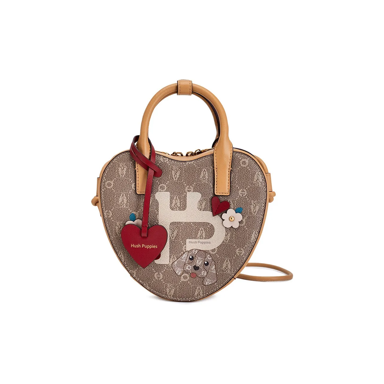 Hush Puppies Synthetic Leather Heart-Shaped Bag Shoulder Bag Crossbody Bag Handbag Regular Women's Khaki/Beige Apricot