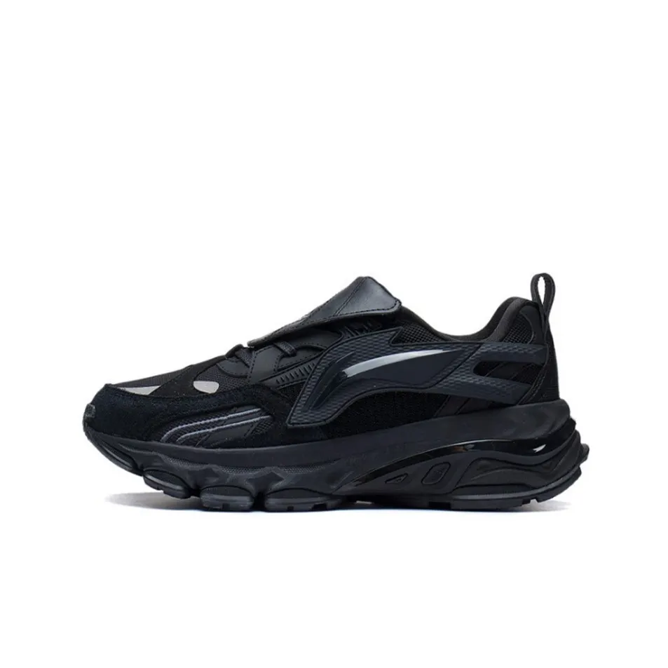 LiNing Cushioning, Slip Resistant, Abrasion Resistant, Reflective, Rebound Low Top Running Shoes Men's Black