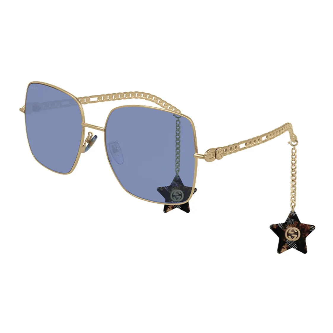 GUCCI Sunglasses Women's Gold Frame With Blue Lens