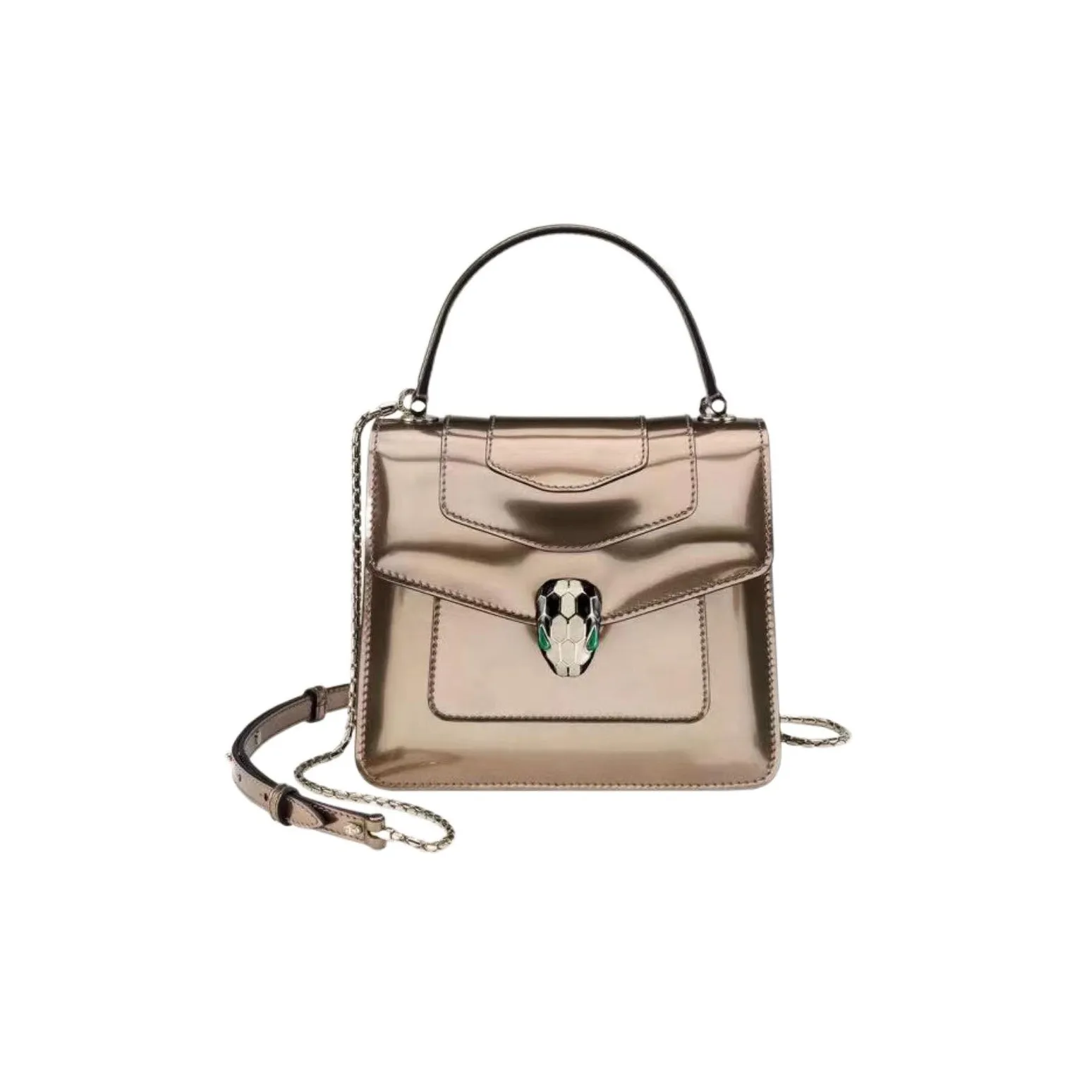 BVLGARI Serpenti Forever Series Cow Leather Trunk Bag, Shoulder Bag, Crossbody Bag, Handbag Women's