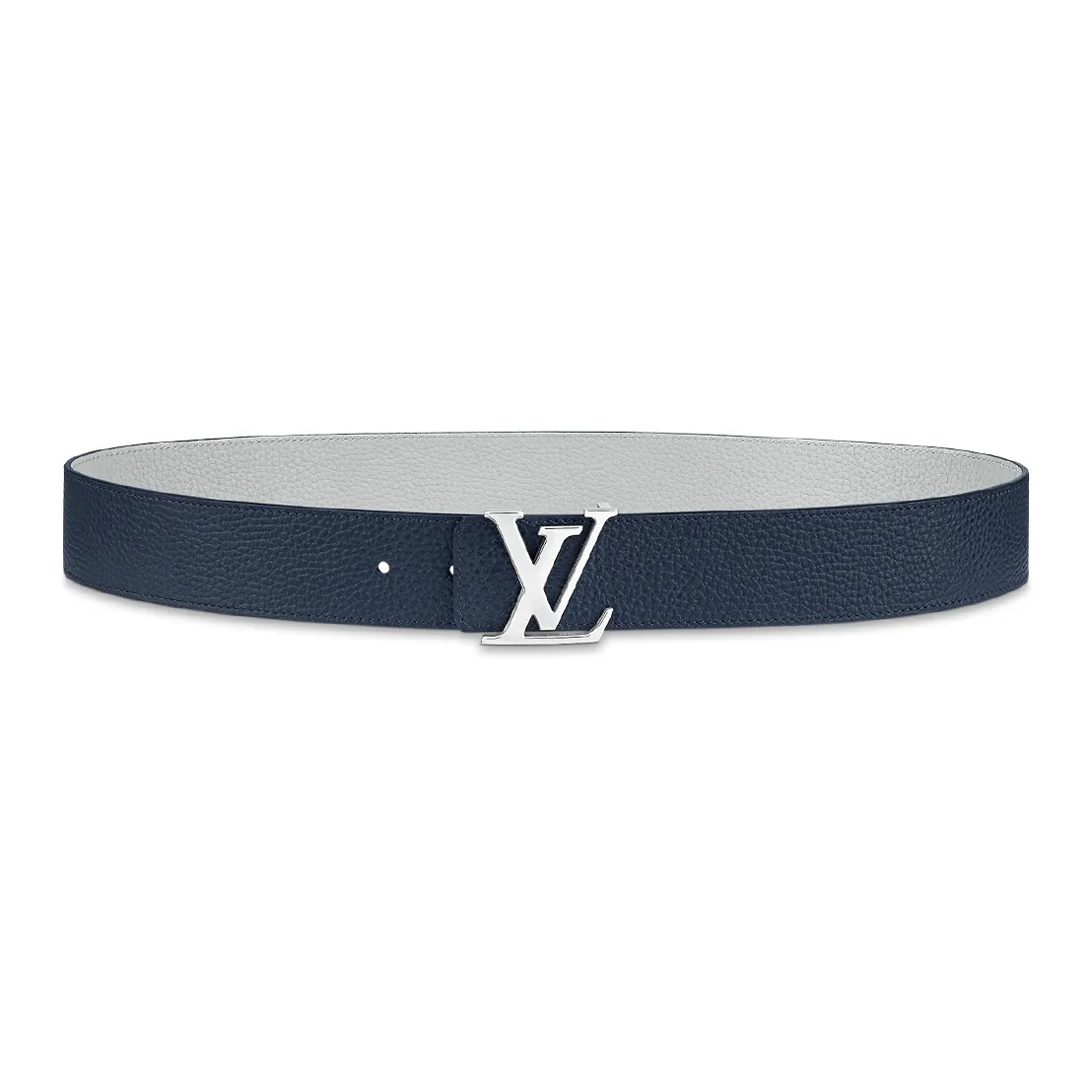 LOUIS VUITTON Leather Belt Men's Blue Width 4cm