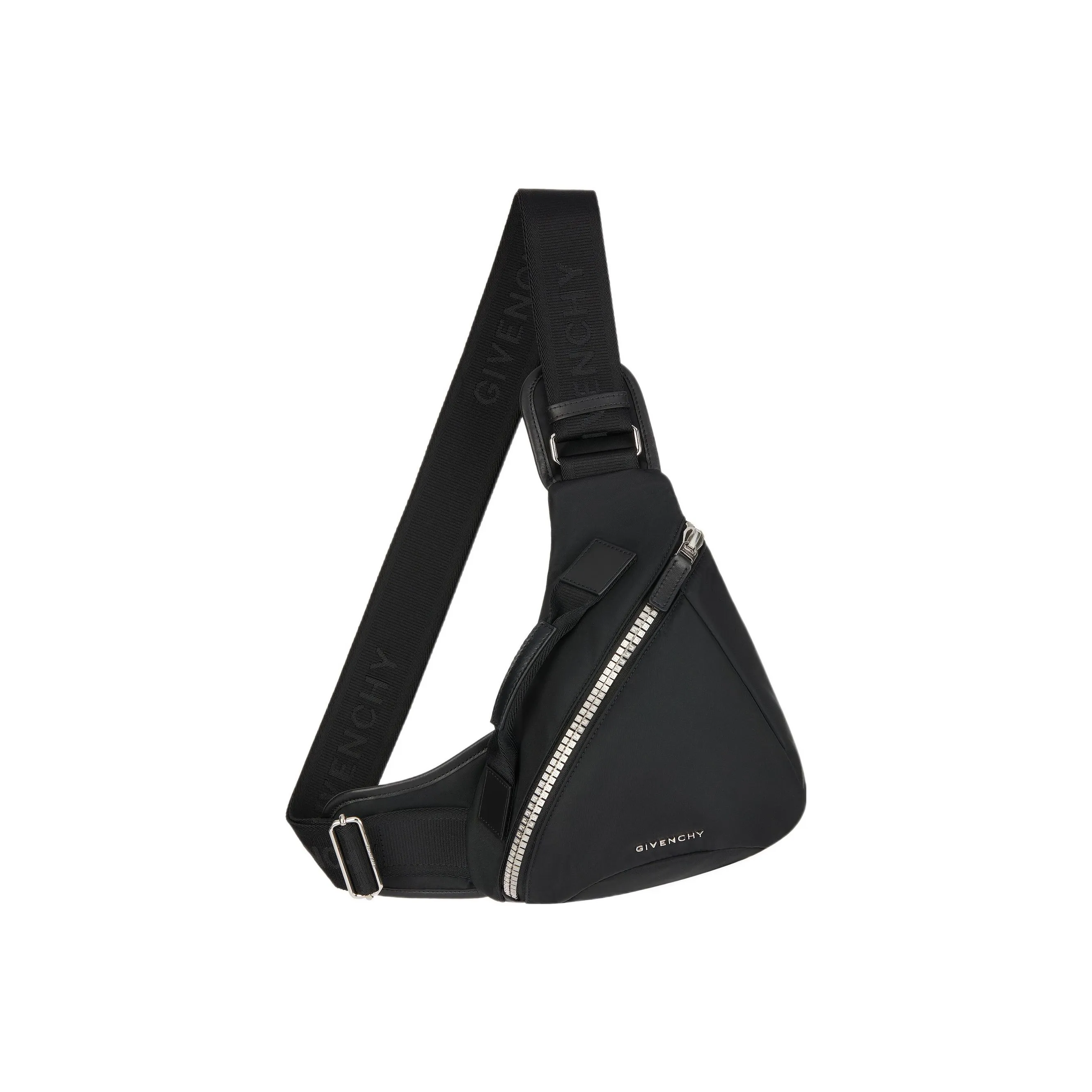 GIVENCHY G-Zip Leather Sling Bag Small Size Men's Black