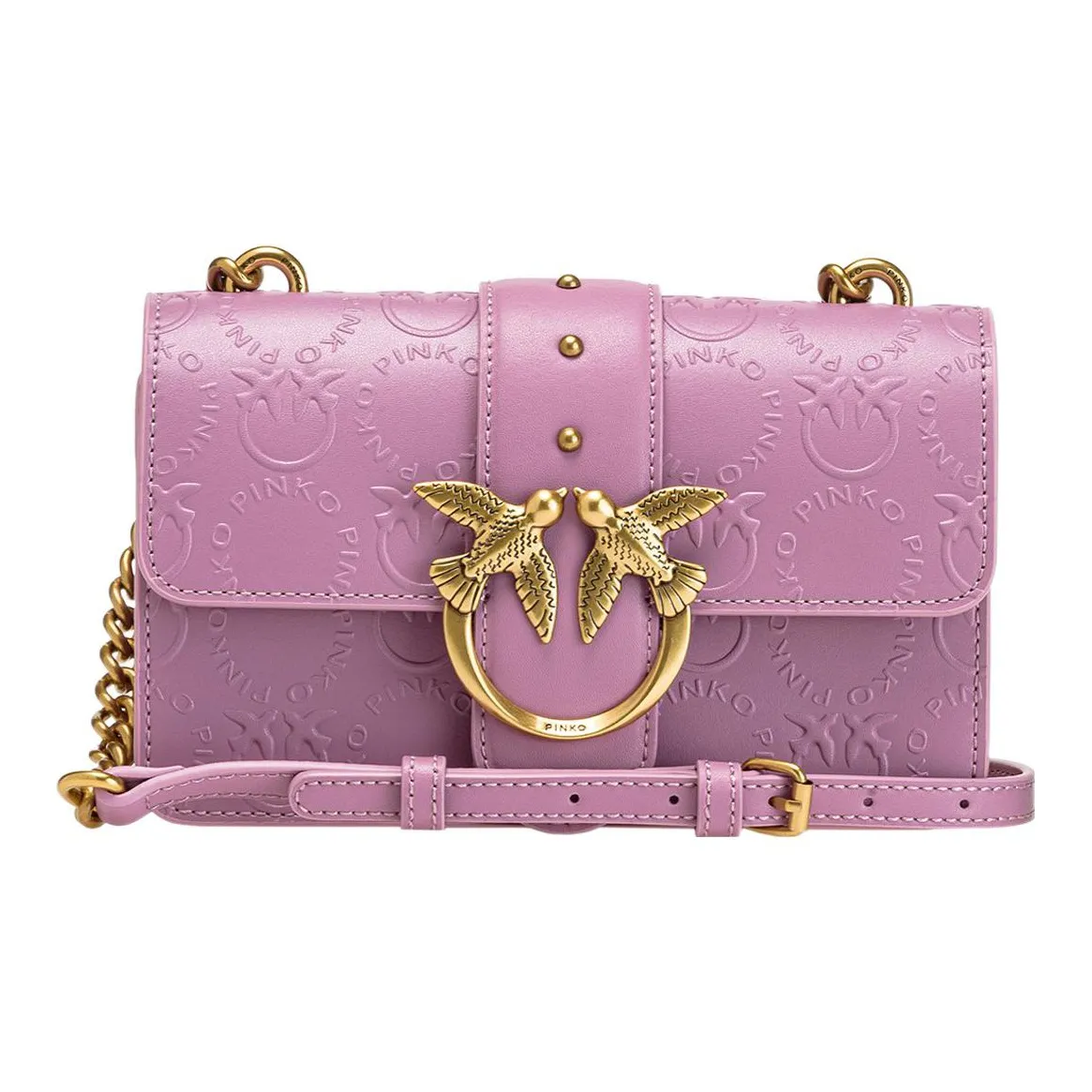 PINKO PINKO Love Icon Cow Leather Flying Bird Swallow Bag Shoulder Bag Crossbody Bag Mini Women's Pink