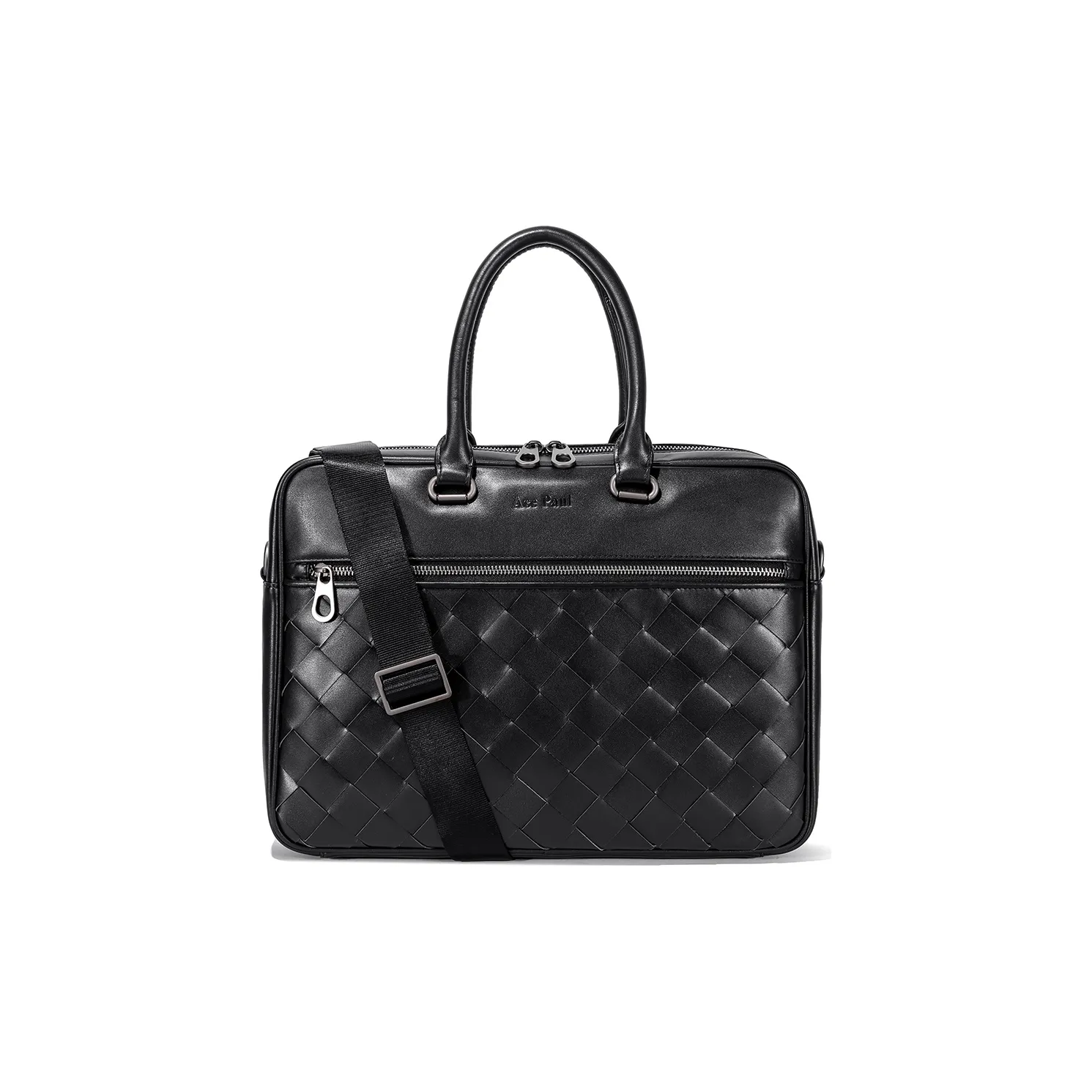 Ace Paul Сумка через плечо из крупнозернистой текстуры коровьей кожи Сумка Сумка для ноутбука Сумка-досье Средний Мужская Черная