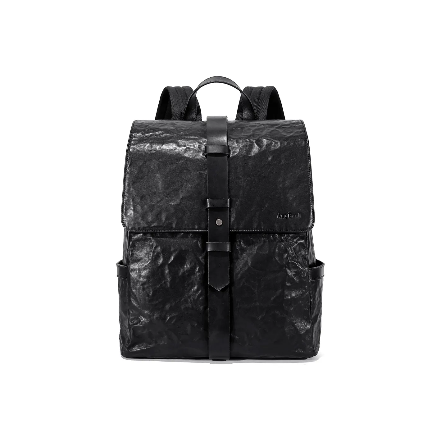 Ace Paul Первый слой Импортная растительно дубленая кожа Ручная работа Плиссированный Рюкзак Средний Мужской Черный