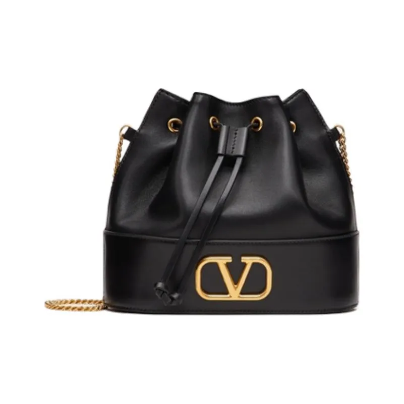 Valentino Vlogo Lambskin Bucket Bag Shoulder Bag Crossbody Bag Mini Women's Black