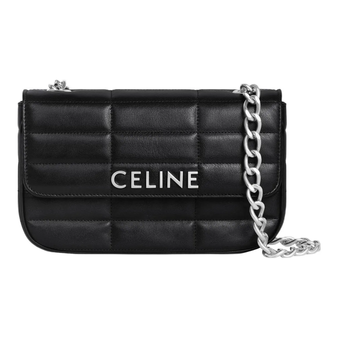 CELINE MATELASSE MONOCHROME Series Goatskin Crossbody Bag, Shoulder Bag Women's Black