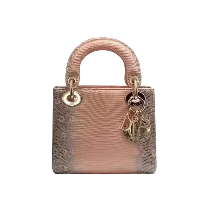 DIOR Lady Dior Lizard Skin Lady Dior Bag Shoulder Bag, Crossbody Bag, Handbag Mini Women's Pink